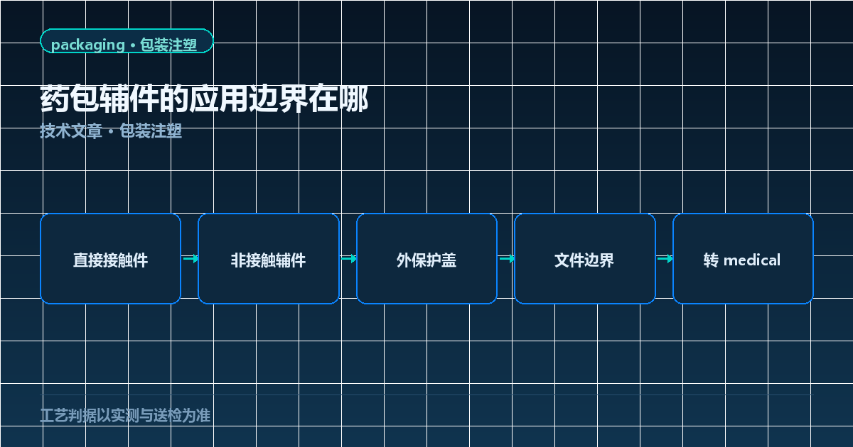 药包辅件接触属性边界图：直接接触、非接触辅件到外保护盖