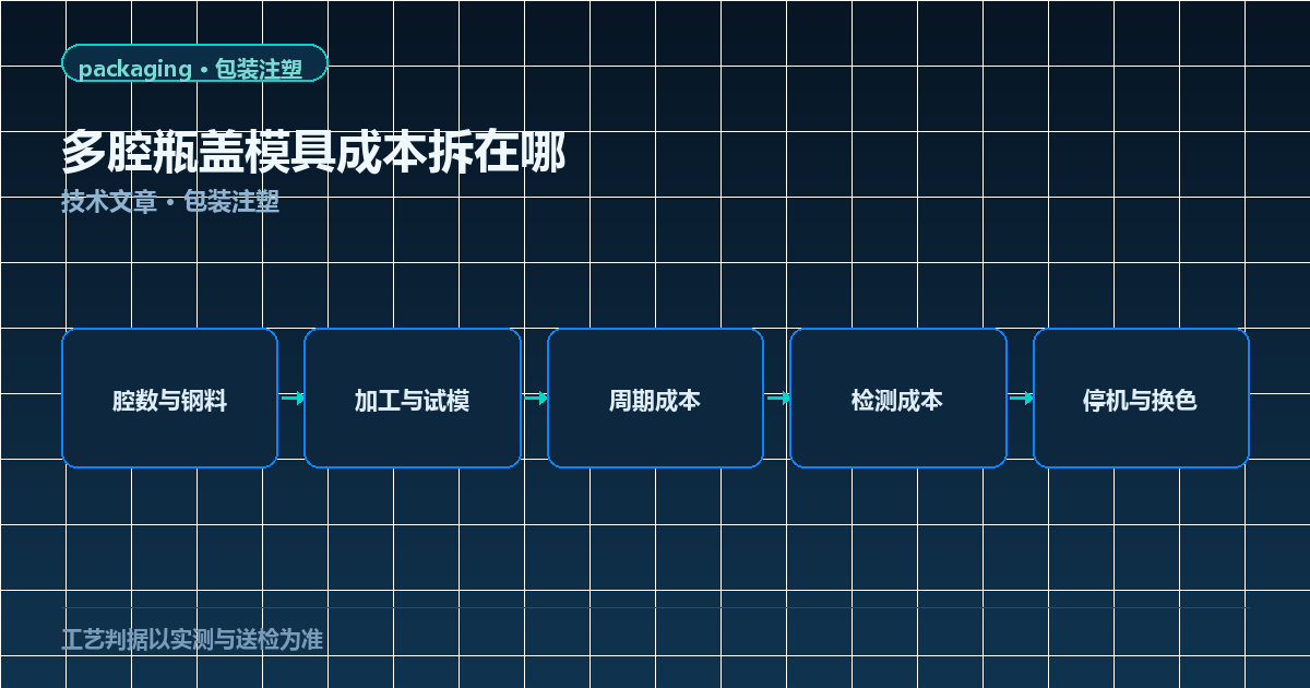 多腔瓶盖模具成本拆解图：腔数钢料、加工试模、周期、检测与停机